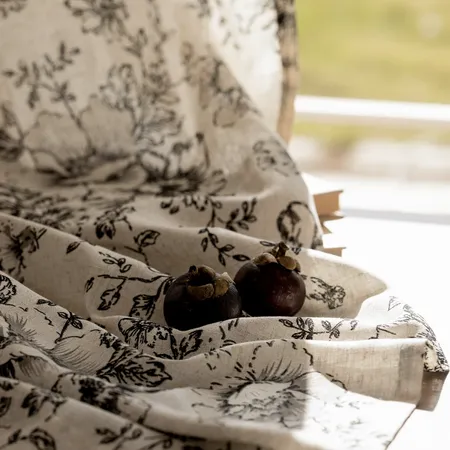 the details of Alice Floral Print Linen Curtains
