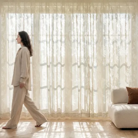 Bloomveil Rose Burnout Sheer Curtains for living room
