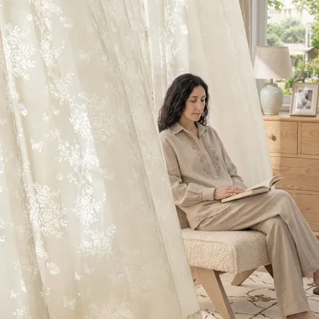 Bloomveil Rose Burnout Sheer Curtains