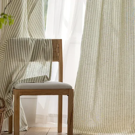 a sample of Boxter Vertical Striped Linen Curtains | Custom Drapes