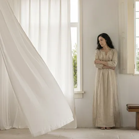 a sample of Mistveil White Sheer Curtains - Airy Drapes