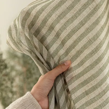 the details of Boxter Vertical Striped Linen Curtains | Custom Drapes