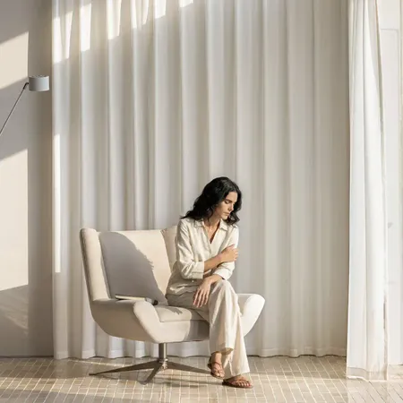 a sample of Ribloom Pinstripe Curtains - Striped Sheers