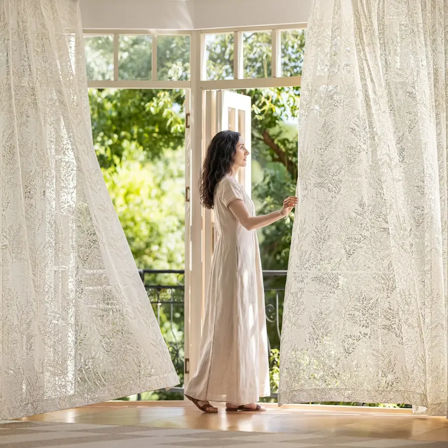Bloombrook Botanical Sheer Curtains | Nature-Inspired Drapes | Lazzzy Deco
