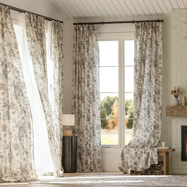 Alice Floral Print Linen Curtains