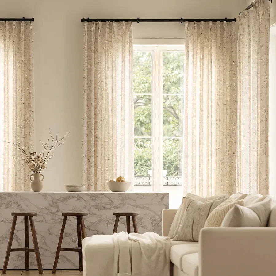 Willow Botanical Linen-Like Curtains | Floral Textured Drapes | Lazzzy Deco