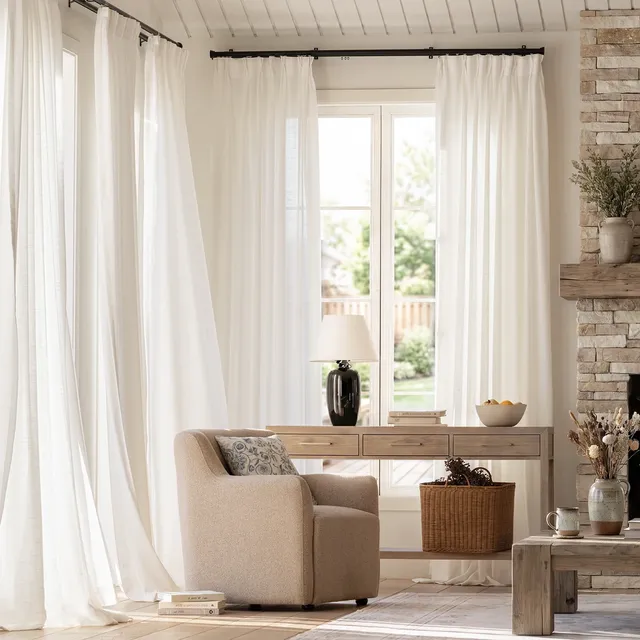 Lumyn Casual-Weave Sheer Curtains