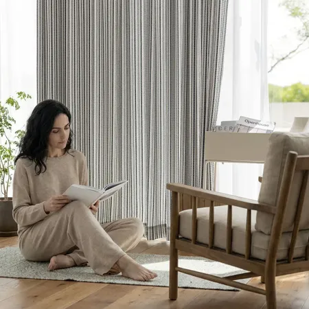 a sample of IsleThread Multi-Stripe Sheer Curtains - Textured Drapes