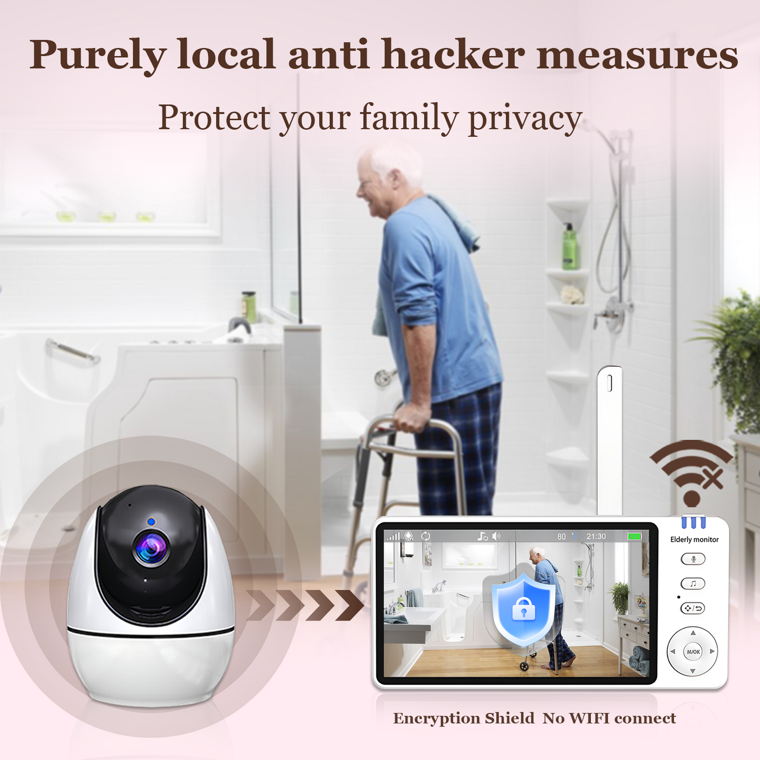 ABM520 5-inch elderly care video monitor with SOS remote