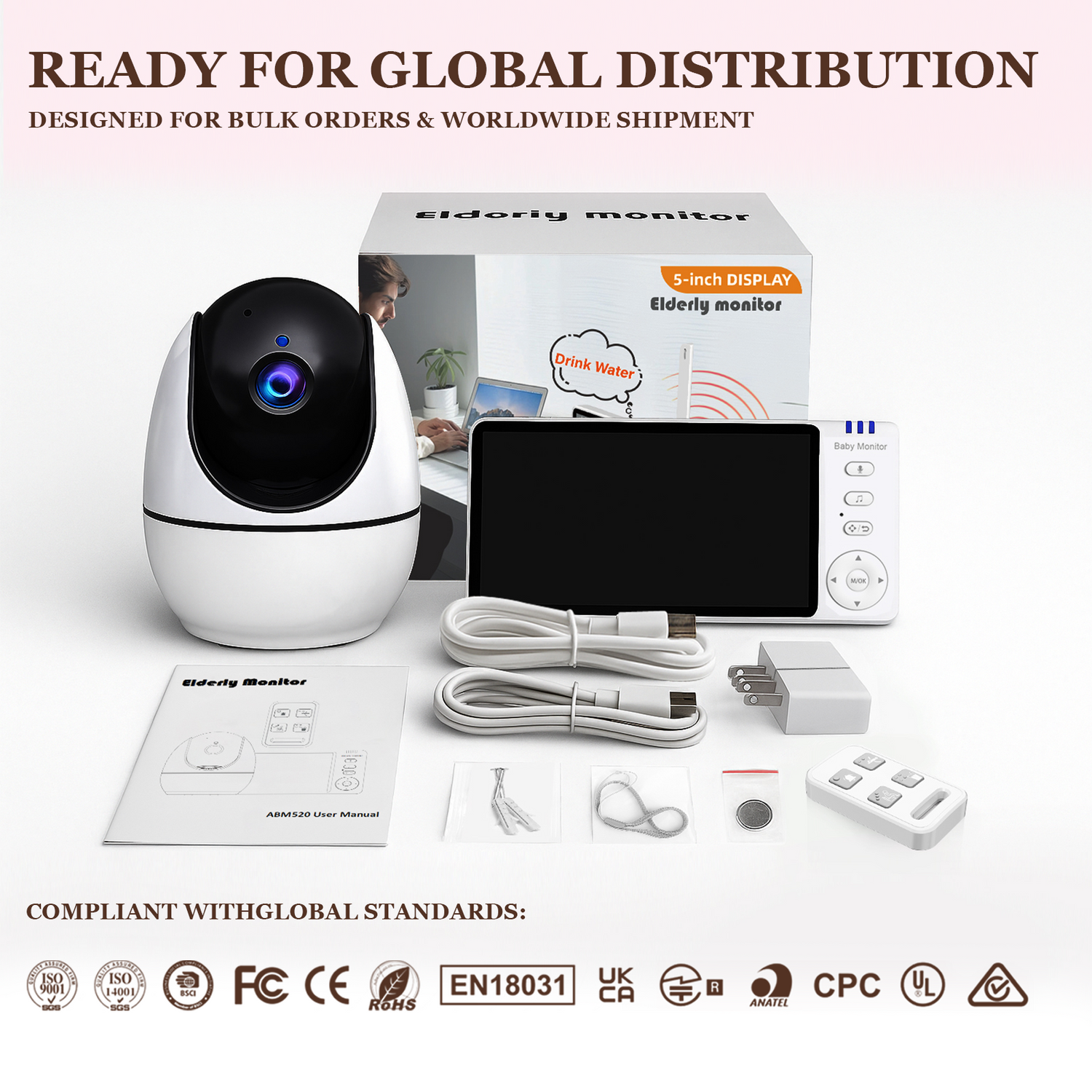 ABM520 5-inch elderly care video monitor with SOS remote
