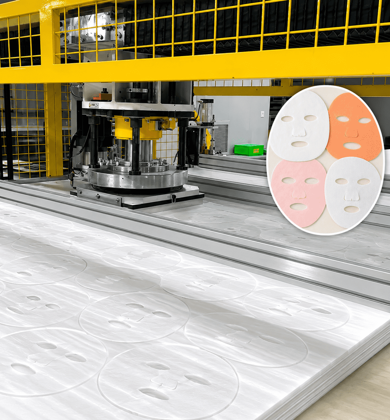 OEM mask sheet die-cut customization with over 200 face shape patterns designed to fit different facial contours and target market requirements for optimal sheet mask adhesion
