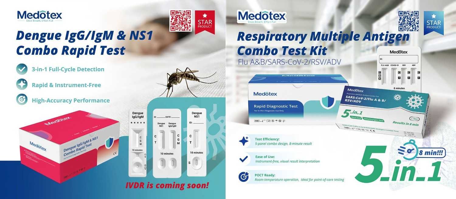 Medotex Featured Products (dengue combo rapid test and respiratory multiple antigen combo test kit)at World Health Expo 2026