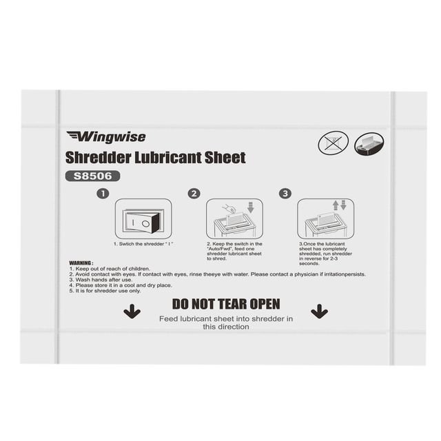 Wingwise Paper Shredder Lubricant Sheets, Sharpens Blades & Prevents Jams, 12-Pack,24-Pack,48-Pack