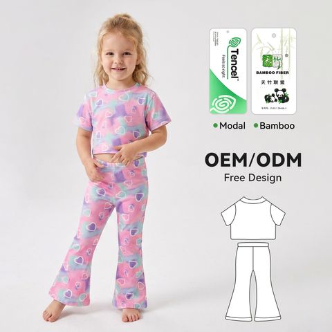 Robe courte manches courtes et pantalon évasé pour filles
