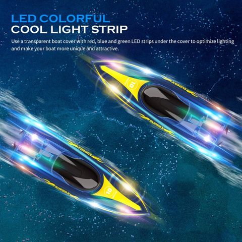 V555 2,4-GHz-Fernbedienungs-Lichtboot, wasserdicht mit extrem langer Akkulaufzeit, Wasserabschaltautomatik, Wasserspielzeugboot für Kinder