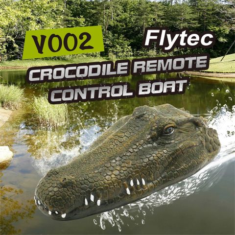 V002 Langlebiges Batterie-Simulations-Krokodilboot, ferngesteuertes Kinderboot, elektrisches Spielzeugboot für Wasserspiele, Streich- und Scherzspielzeug