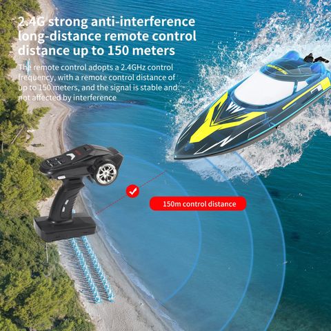 V006 Spielzeugmesse-RC-Boot, wassertaugliches Hochgeschwindigkeits-Stuntboot mit Warnung bei niedrigem Akkustand, langlebigem Akku, wasserdicht und mit Beleuchtung