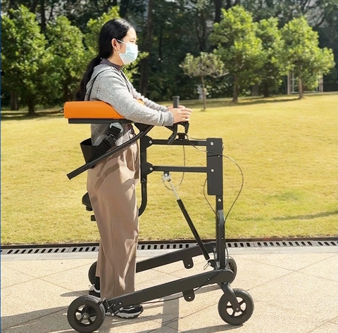 Auto Lift Standing and Walking Trainer for Elderly Rehabilitation Support
