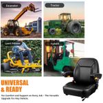 Universal operator seat compatible with tractors, mowers, forklifts and equipment