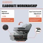 Lumina tractor suspension seat with 120-degree reclining backrest and 65-inch forward and backward slide adjustment