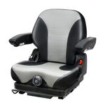Lumina tractor suspension seat with retractable seat belt, adjustable armrests, and weight-adjustable suspension