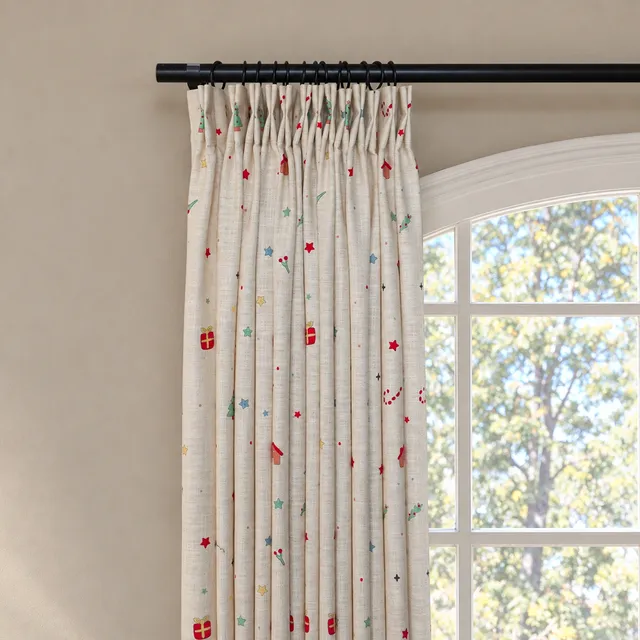 Christmas Village Printed Linen Blend Curtain