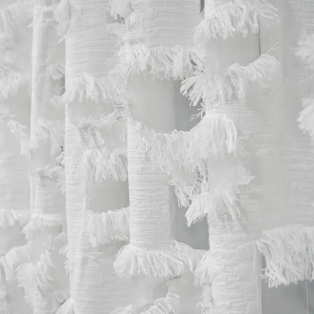 Fringed Geometric Cotton Silk Custom Curtain