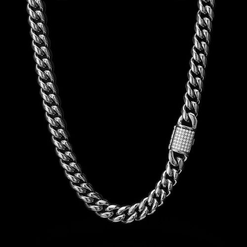 8mm/10mm Miami Cuban Link Chain in 18K Gold Plated for Men Women