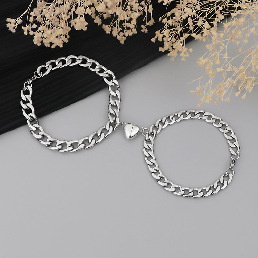 Heart-shape Couple Magnet Attracting Bracelets for Men Women Jewelry Gifts