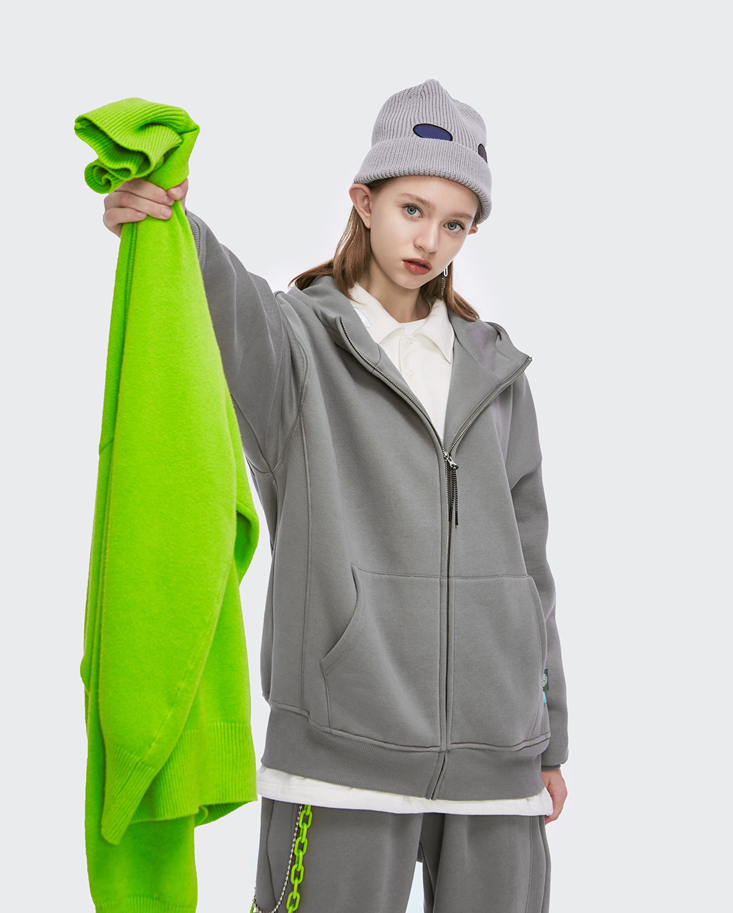 Casual Fleece Solid Full Zip Unisex Hoodies