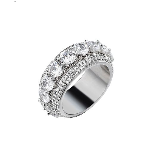 Hip Hop Solid 925 Sterling Silver Iced Ring for Men Women