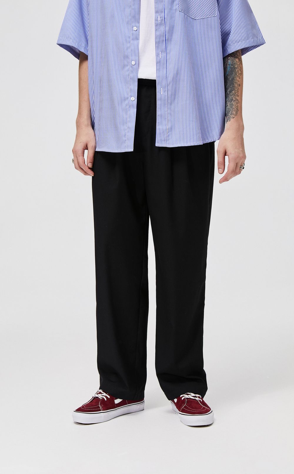 Casual Solid Pleated Straight Pants