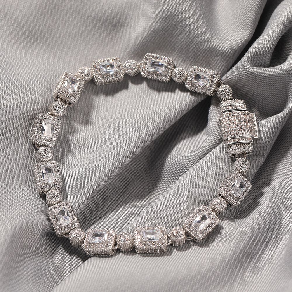 Bracelet à maillons cubains en diamant plaqué or 8 mm pour homme femme