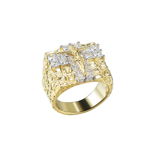 Solid 925 Sterling Silver Iced Out Corss & Jesus Ring for Men Women