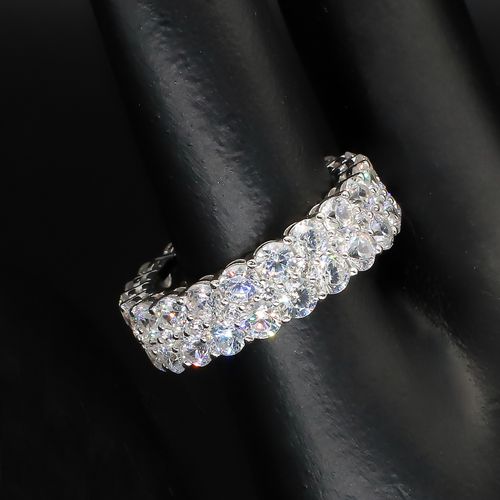 Solid 925 Sterling Silver Double Row Ring for Men Women