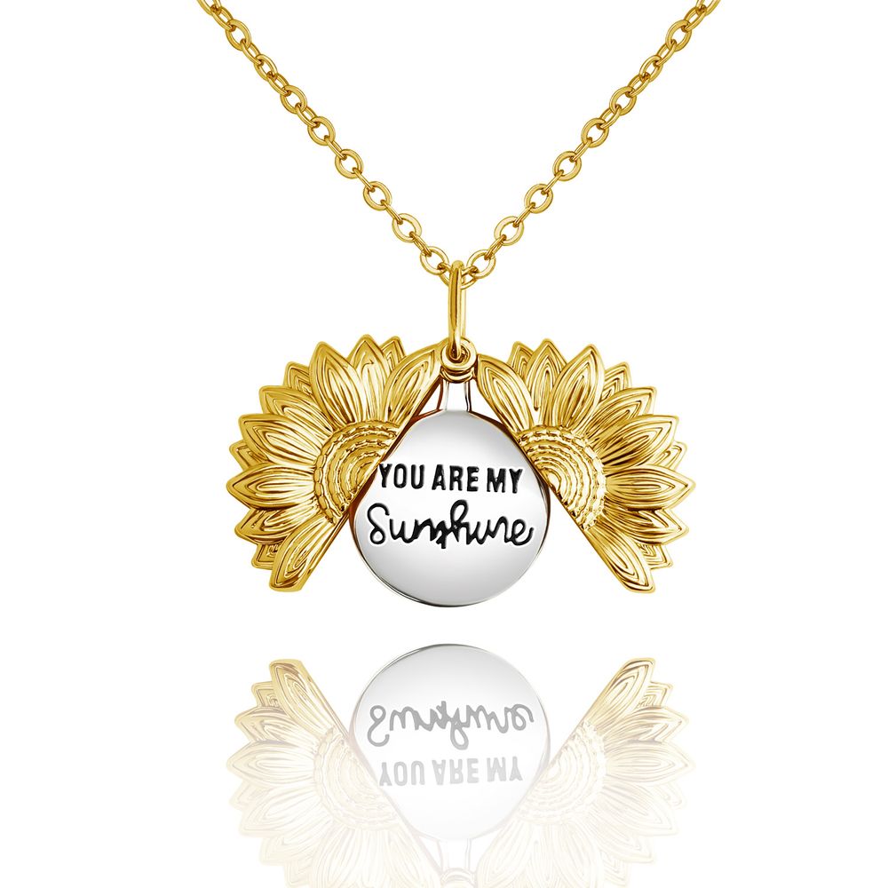<You Are My Sunshine> Sunflower Locket Pendant Necklace for Girl