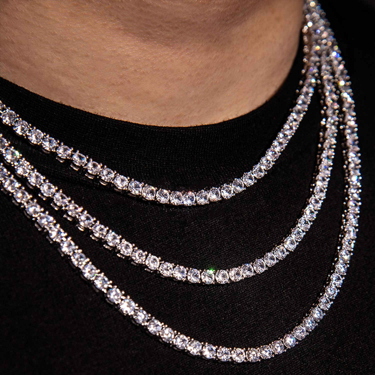 18K Gold Moissanite Tennis Necklace for Men Women