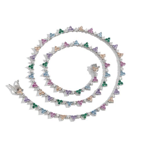 2mm Colorful Flower Shape Tennis Chain for Women Men