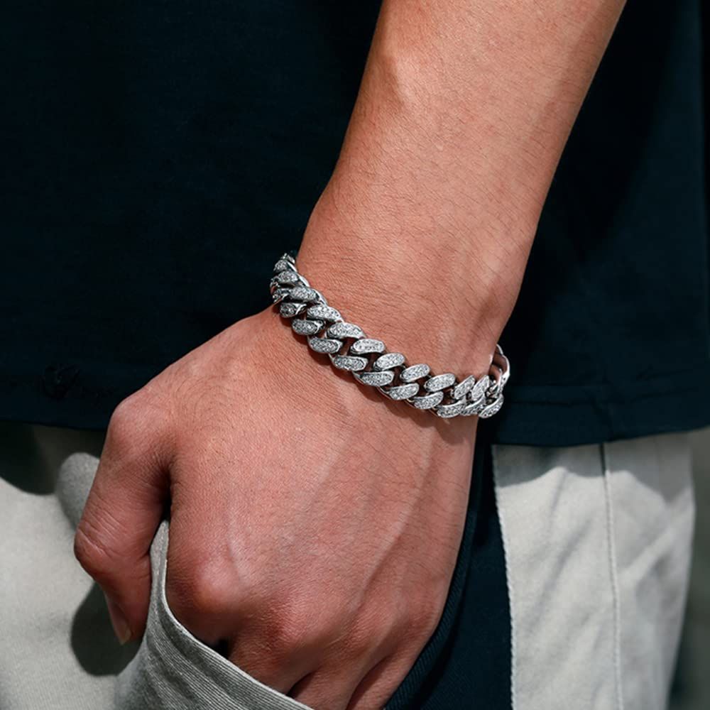 Bracelet à maillons cubains Miami plaqué or 18 carats 20 mm pour homme femme