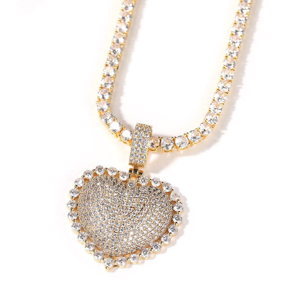 Iced Out Simple  Design Summer Heart Pendant