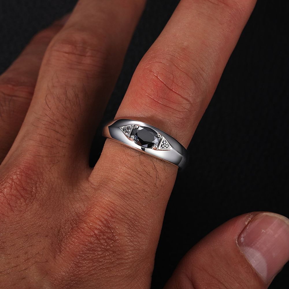 Solid 925 Sterling Silver Adjustable Black Moissanite Eye of Horus Ring for Men Women