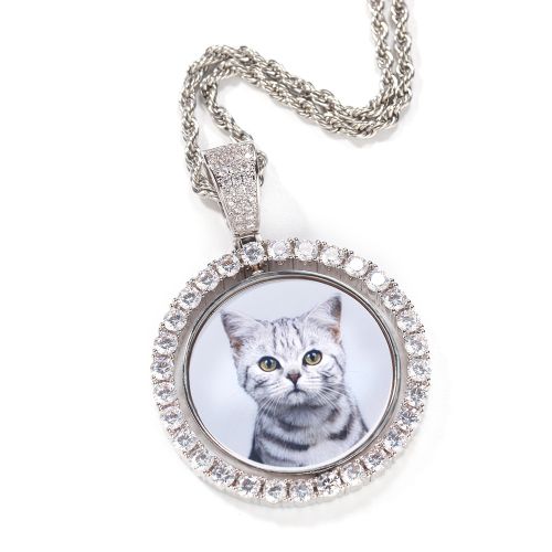 Iced Rotatable Double-Sided Custom Photo Pendant