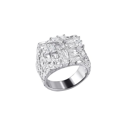Solid 925 Sterling Silver Iced Out Corss & Jesus Ring for Men Women