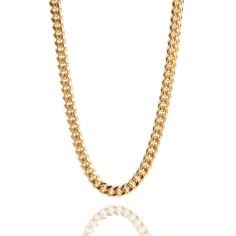 6mm Miami Cuban Link Chain in 18K Gold Plated for Men Women