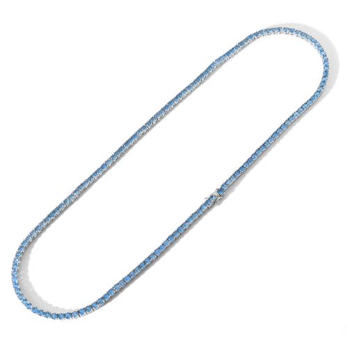 4mm White Gold Plated Blue Tennis Chain for Men Women