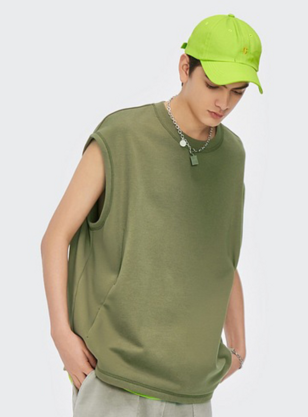 Casual Cotton Solid Sleeveless T-shirt