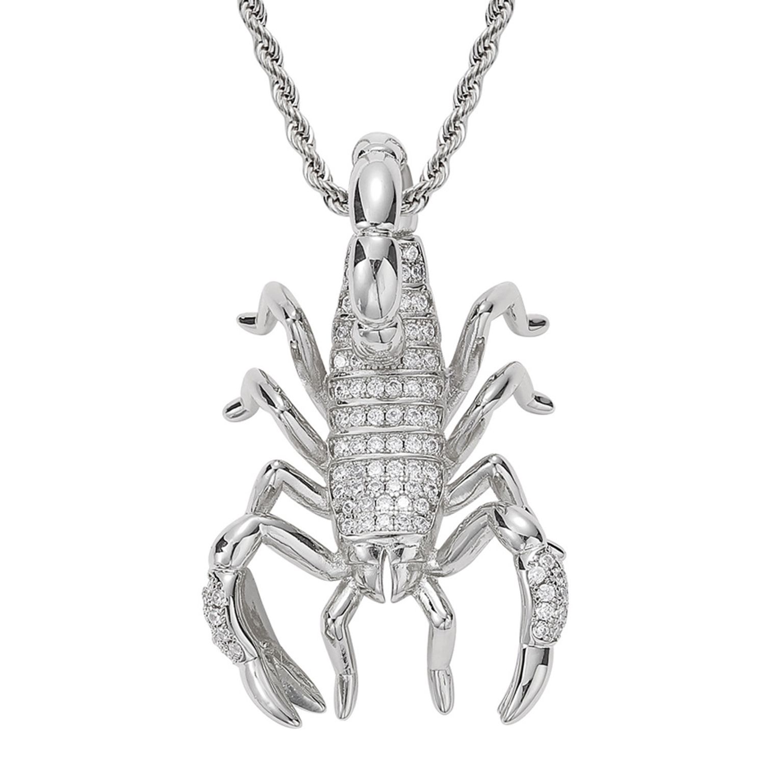 Gold Plated Hip Hop Iced Out 3D Scorpion Pendant Necklace