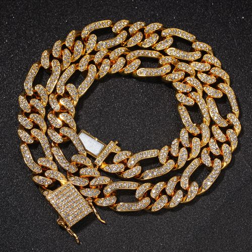 13mm Full Iced Out Figaro Link Chain for Men Women