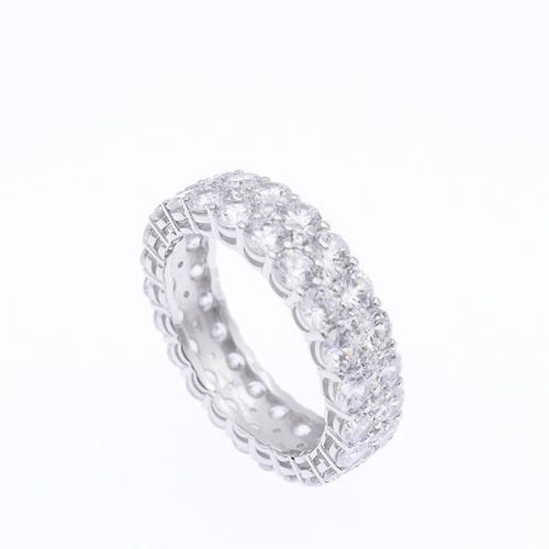 Solid 925 Sterling Silver Double Row Ring for Men Women
