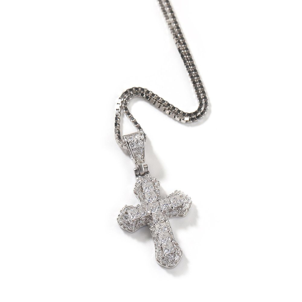 Iced Mini Cross Pendant Chain Necklace for Women